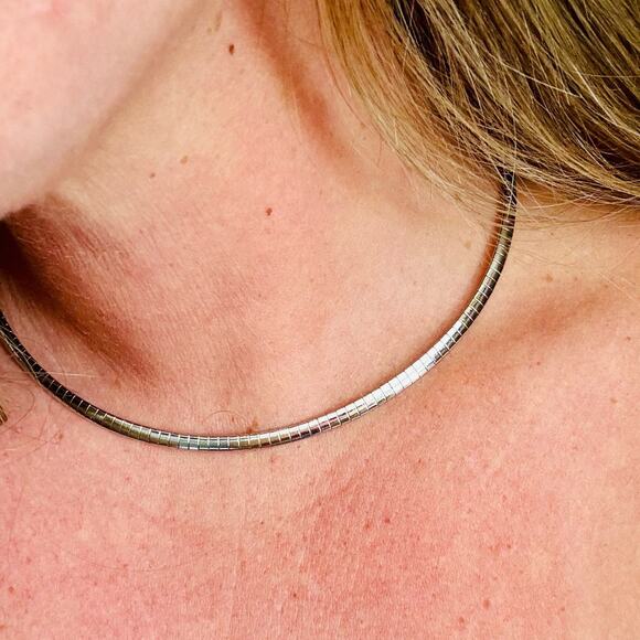 NEW NORDSTROM REVOLVE Silver Choker Omega Chain Link 5mm Necklace Jewelry Retro - Picture 7 of 10